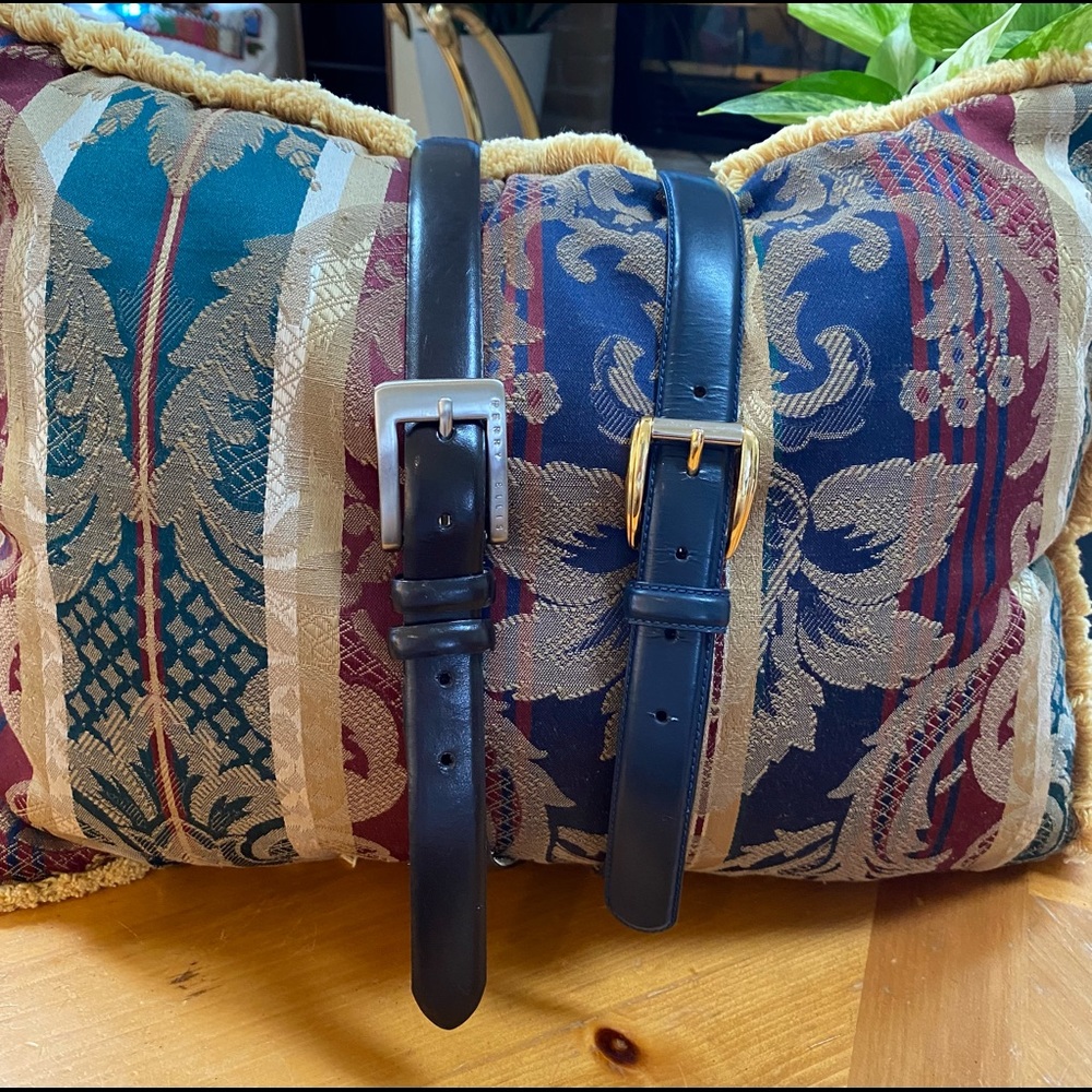 BUNDLE! 2 size medium leather belts. A Brown Perry Ellis & a Navy Liz Claiborne